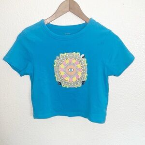 CottonOn Blue Eye Graphic Crop 100% Recycled Plastic Short Sleeve Micro Tee